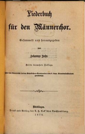 Liederbuch für den Männerchor