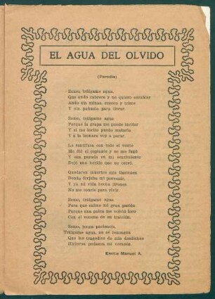 El agua del olvido : (Parodia)