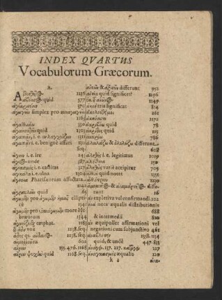 Index Quartus Vocabulorum Graecorum