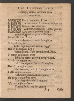 Ode Gratulatoria Coniugii aliquot encomia commemorans.