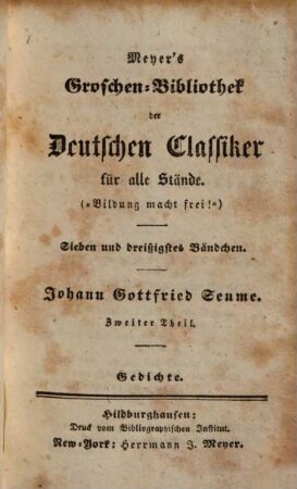 Johann Goffried Seume. 2, Gedichte