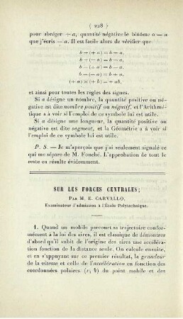 Sur les forces centrales.