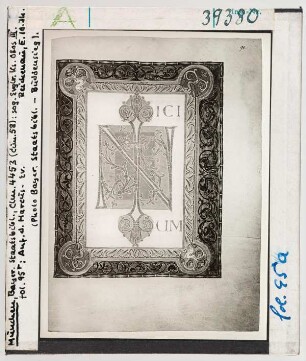 München, Staatsbibliothek: Clm 4453, Bamberger Evangeliar, fol. 95a: Initiale des Marcusevangeliums