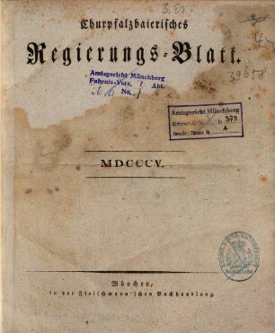 Churpfalzbaierisches Regierungsblatt. 1805