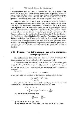 § 85. Beispiele von Schwingungen um einen stationären Bewegungszustand.