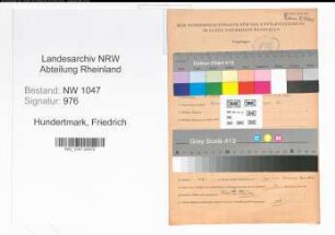 Entnazifizierung Friedrich Hundertmark , geb. 05.12.1904 (Angestellter)
