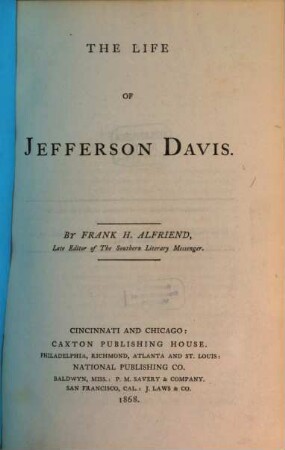 The life of Jefferson Davis