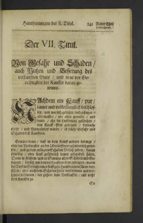 Der VII. [i.e. VIII] Titul.