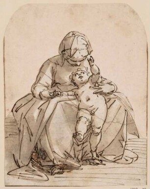 Sitzende Frau mit kleinem Kind (Maria und das Jesuskind?)