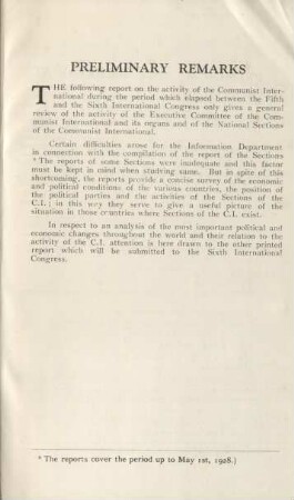 [I. The Executive Committee Of The Communist International And Its Sections]