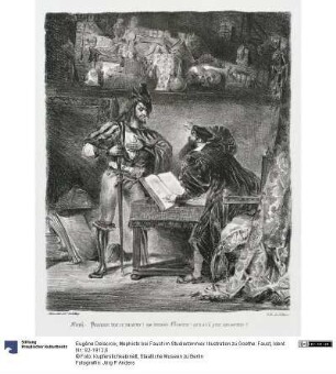 Mephisto bei Faust im Studierzimmer. Illustration zu Goethe: Faust