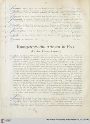 Kunstgewerbliche Arbeiten in Holz (Nr. 438-471)