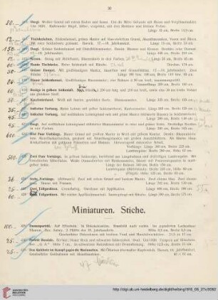 Miniaturen. Stiche (Nr. 429-440)