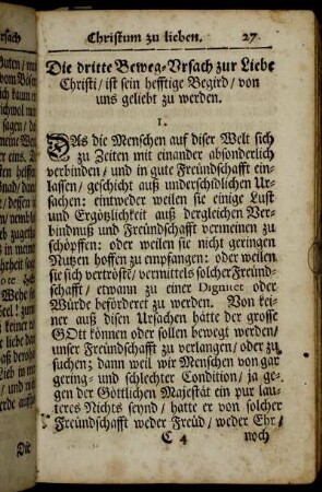 Die dritte Beweg-Ursach zur Liebe Christi / ist sein hefftige Begird / von uns geliebt zu werden.