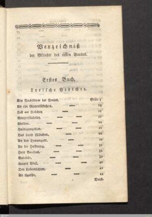 Verzeichniß der Gedichte des ersten Bandes.