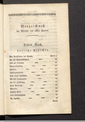 Verzeichniß der Gedichte des ersten Bandes.