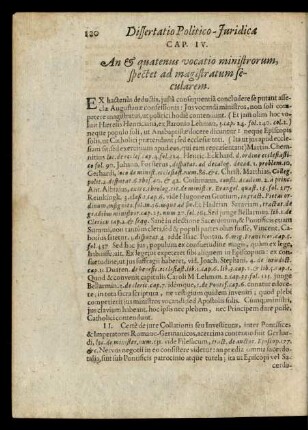 Cap. IV. An & quatenus vocatio ministrorum, spectet ad magistratum secularem.
