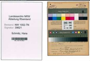 Entnazifizierung Hans Schmitz , geb. 06.12.1898 (Spediteur)