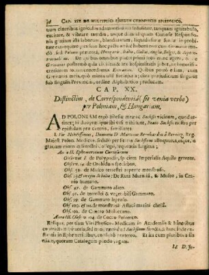 Cap. XX. Distinctim, de Correspondentia (sit venia verbo) per Poloniam, & Hungariam.