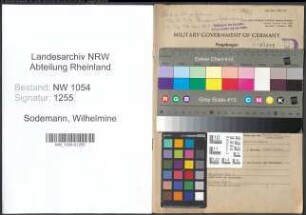 Entnazifizierung Wilhelmine Sodemann , geb. 20.04.1884 ()