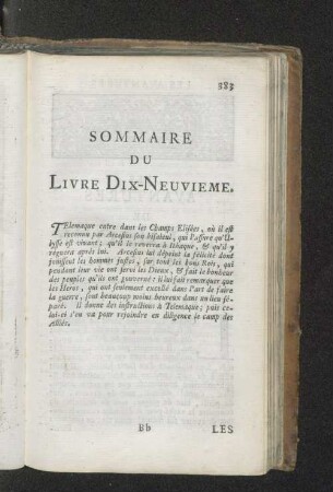 Sommaire du livre dix-neuvieme.