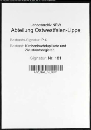 Zivilstandsregister der Stadt Lünen (G 1813). (Gemeinde: Lünen, Stadt)