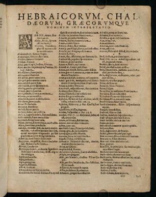 1r-2v, Hebraicorum, Chaldaeorum, Graecorumque nominum interpretatio