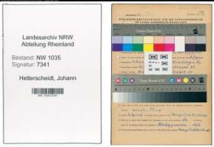 Entnazifizierung Johann Hetterscheidt , geb. 09.01.1901 (Hauer)