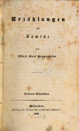 Erzählungen am Kamine, 3. (1839)