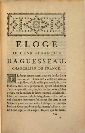 Eloge De Henri-François Daguesseau, Chancelier De France, Commandeur Des Ordres Du Roi : Discours Qui A Remporté Le Prix de l'Académie Françoise en 1760