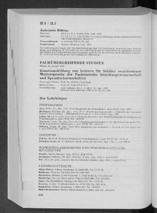 II.5 Fachübergreifende Studien