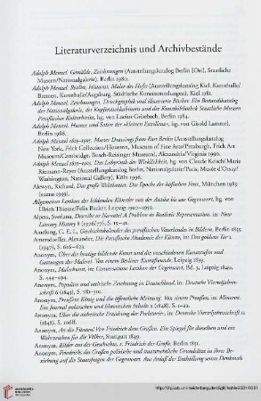 Literaturverzeichnis und Archivbestände