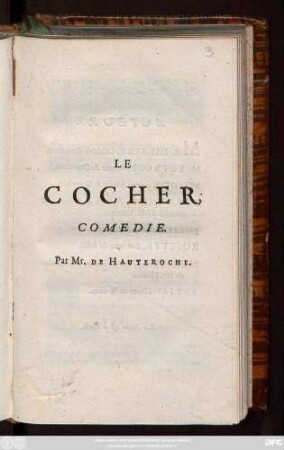 Le Cocher : Comedie