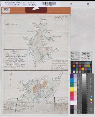Hesseln (Halle) Teilung der Kleinen Steinheide und der Hesselner Masch 1774 40 Ruten = 6,1 cm 50,5 x 34 kol. Zeichnung M. C. L. Reinhold Spez.Verz. Markenkarten X Nr. 50,II