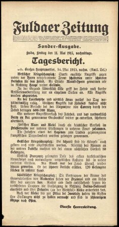 Zweite Ausgabe vom Freitag, den 14. Mai 1915.