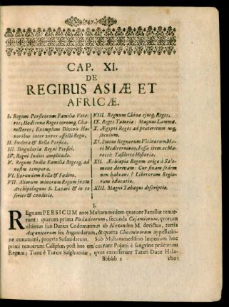Cap. XI. De Regibus Asiae Et Africae.