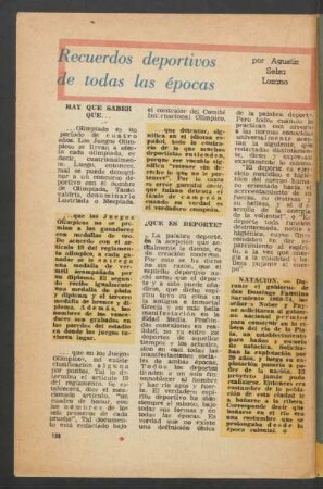 Recuerdos deportivos de todas las épocas