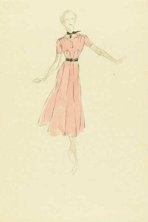 Dame in roséfarbenem Sommerkleid