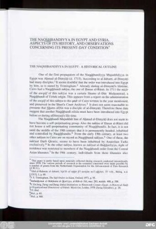 The Naqs͟hbandiyya In Egypt And Syria. Aspects Of Its History, And Observations Concerning Its Present-Day Condition