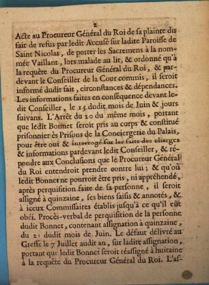 Arrest De La Cour De Parlement : Extrait Des Registres De Parlement. Du 17 Janvier 1759.