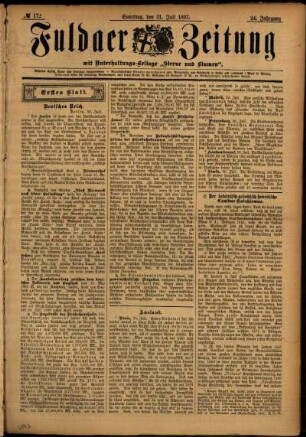 Erste Ausgabe vom Samstag, den 31. Juli 1897.