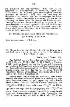 Anrechnung des Wertes der Dienstwohnung bei Lehrern und Lehrerinnen im öffentlichenVolksschulwesen : [E. Öffentliches Volksschulwesen]