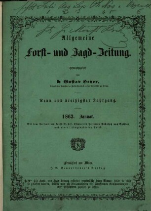Allgemeine Forst- und Jagdzeitung : Allg. F. u. J. Ztg. = German journal of forest research. 39. 1863, Jan. - Juni