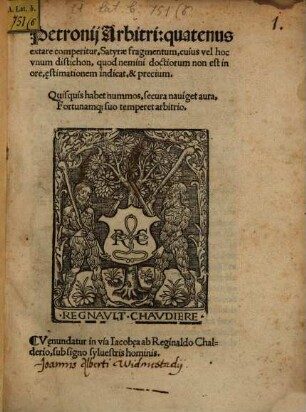Petronii Arbitri quatenus extare compertitur Satyrae fragmentum