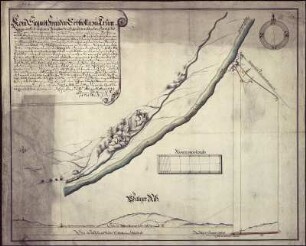 Riss von dem Sieg mit Freuden Erbstollen, kolorierte Handzeichnung, 1749