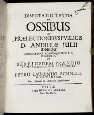 Disputatio Tertia De Ossibus