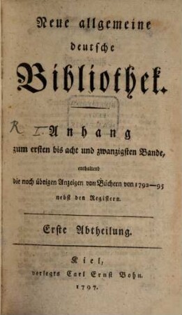 Neue allgemeine deutsche Bibliothek. 1/28,1. 1792/95 (1797)