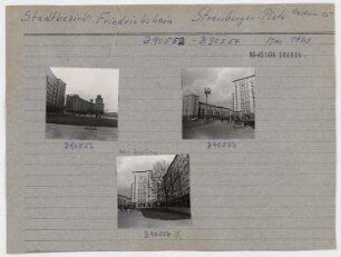 Straßenansicht. Berlin, Friedrichshain, Karl-Marx-Allee (vor 1961 Stalinallee)/ Strausberger Platz