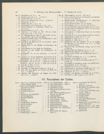 VII. Verzeichnis der Tafeln.