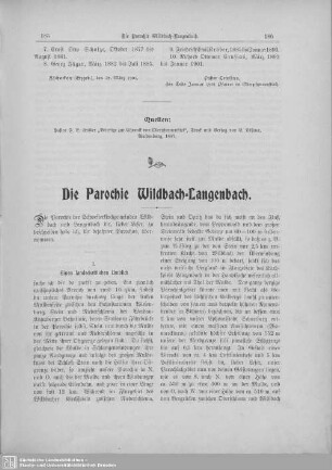 Die Parochie Wildbach-Langenbach